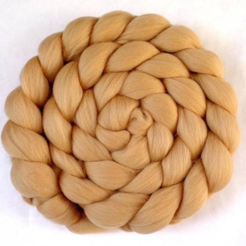 Merinowolle Kammzug helles karamell beige, Filzen, Puppenhaar, 22 Mikron, Spinnfaser, Dreadwolle, 100g