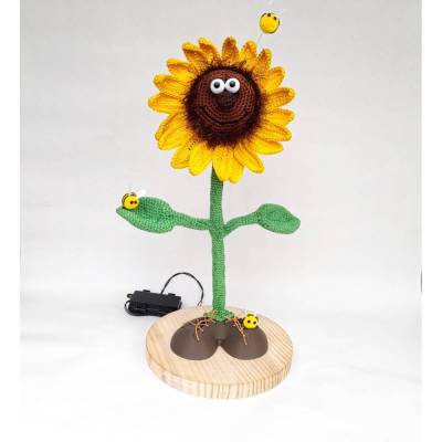 Tanzende Sonnenblume Blume Biene Dancing Flower Wackelfigur Amigurumi Dekofigur Sommer