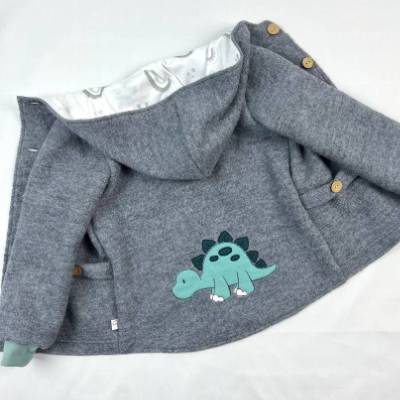 Walkjacke in hellgrau aus 100% Schurwolle, voll gefüttert, Kinderjacke, Winterjacke, Wolljacke