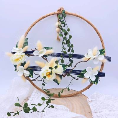 Türkranz aus Trockenblumen | künstlicher Türkranz | Wand- und Fensterdekoration | Geschenk zum Einzug | Haustür Dekorati