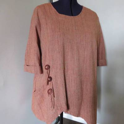 " Die Edle " rostfarbene Schlupfbluse Größe 52/54 aus Baumwolle