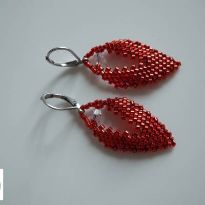 Ohrhänger rot kleines Blatt Peyote