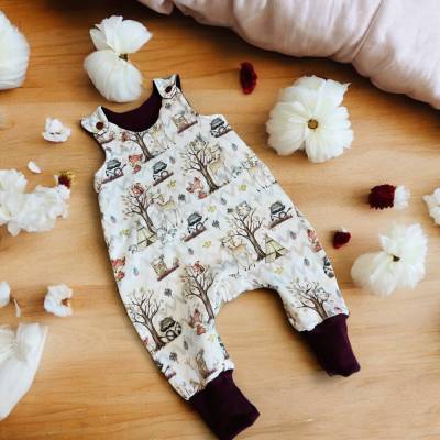 Strampler Baby Rehe Onsie unisex Strampelanzug ohne Füße Geschenk Geburt Mädchen Strampler neutral Waschbär Babykleidung