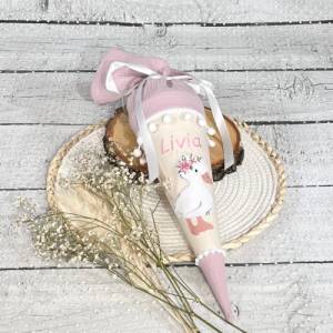 Mädchen Schultüte Geschwistertüte Ente Liese aus Stoff / Musselinstoff 35 cm