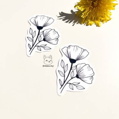 Filigraner Mohnblumen Sticker | Aufkleber | 4,1x5,2cm | Blume | Flower