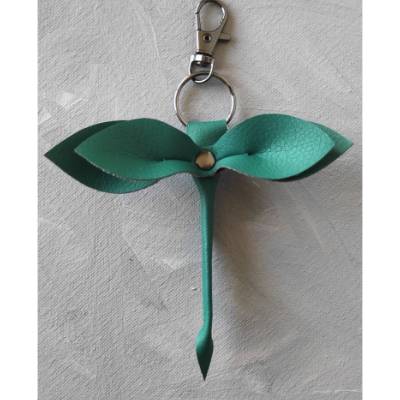 Libelle - Taschenbaumler, Schlüsselanhänger, Taschenanhänger aus Kunstleder in Grün und Gunmetal