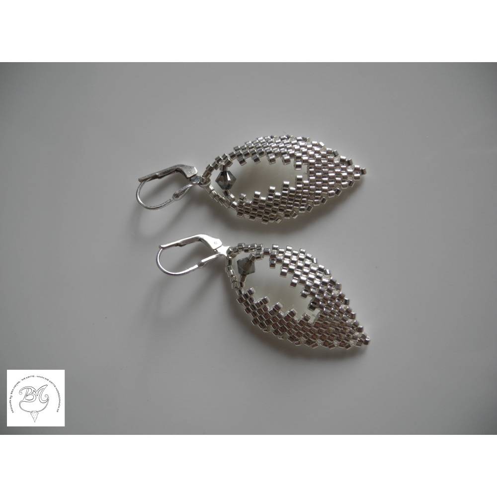 Ohrhänger  Silber kleines Blatt Peyote Bild 3