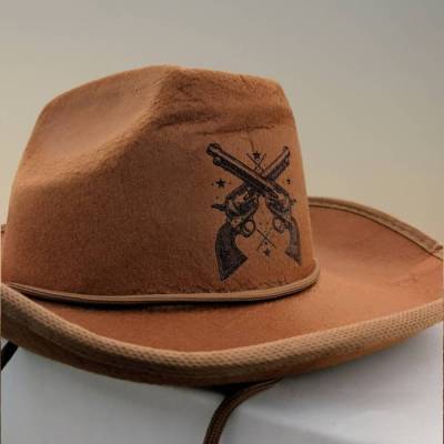 Cowboy Hut - Outfit als Geschenk für den Wilden Westen Geburtstag - Filzhut mit Gravur - Sheriff Kostüm - Westernhut