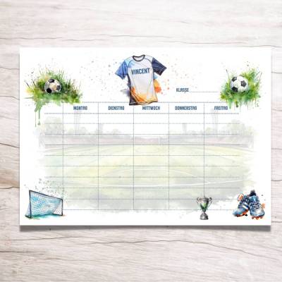 Personalisierter Stundenplan | Fußball | Fußballer | Geschenk Einschulung | magnetisch und abwischbar