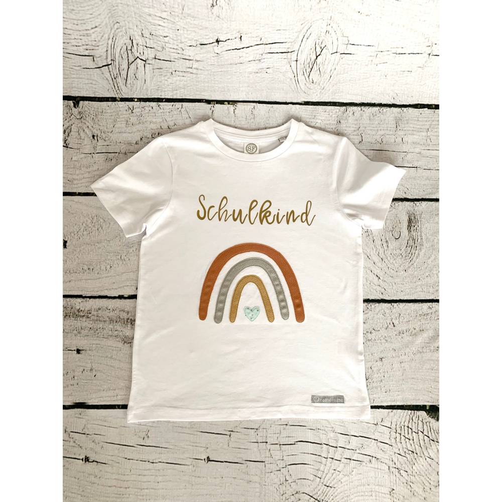 Mädchen T-Shirt Schulkind mit Regenbogen aus Kunstleder Bild 1