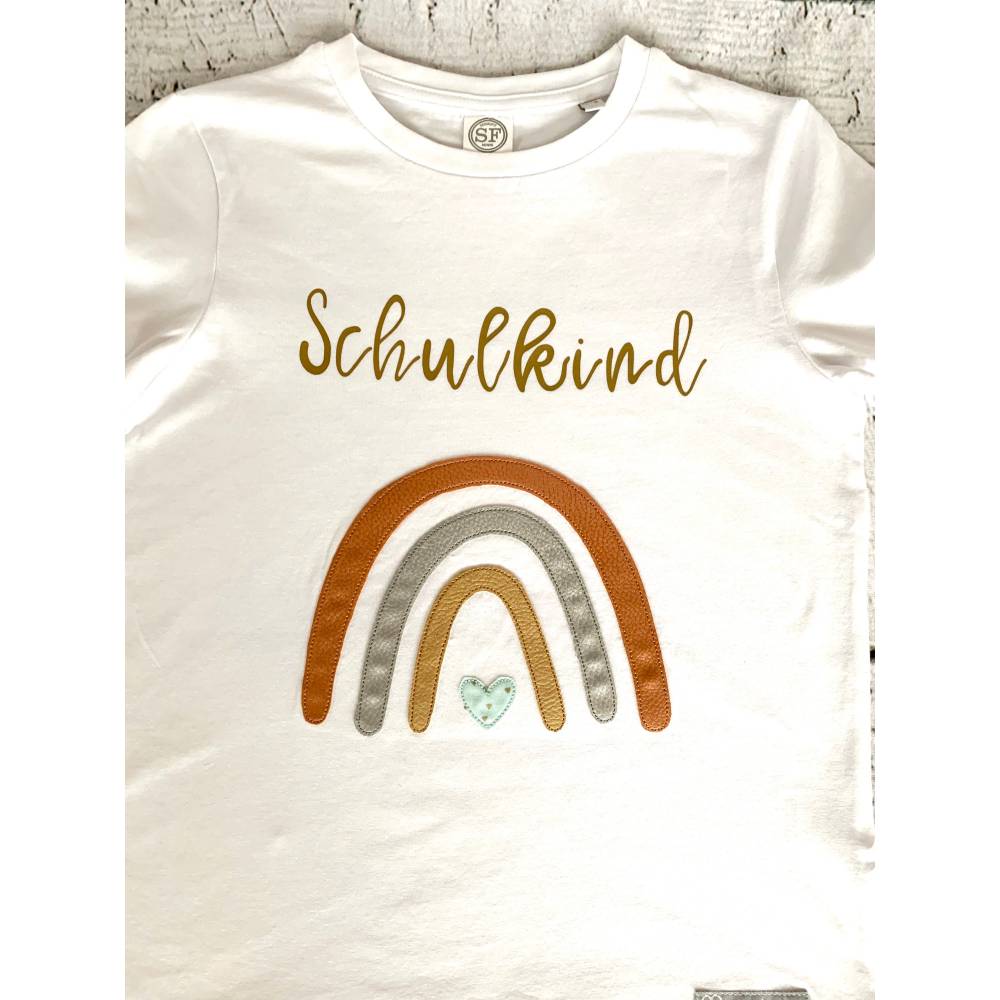 Mädchen T-Shirt Schulkind mit Regenbogen aus Kunstleder Bild 2