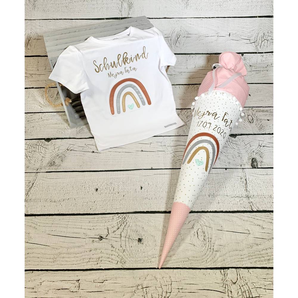 Mädchen T-Shirt Schulkind mit Regenbogen aus Kunstleder Bild 4