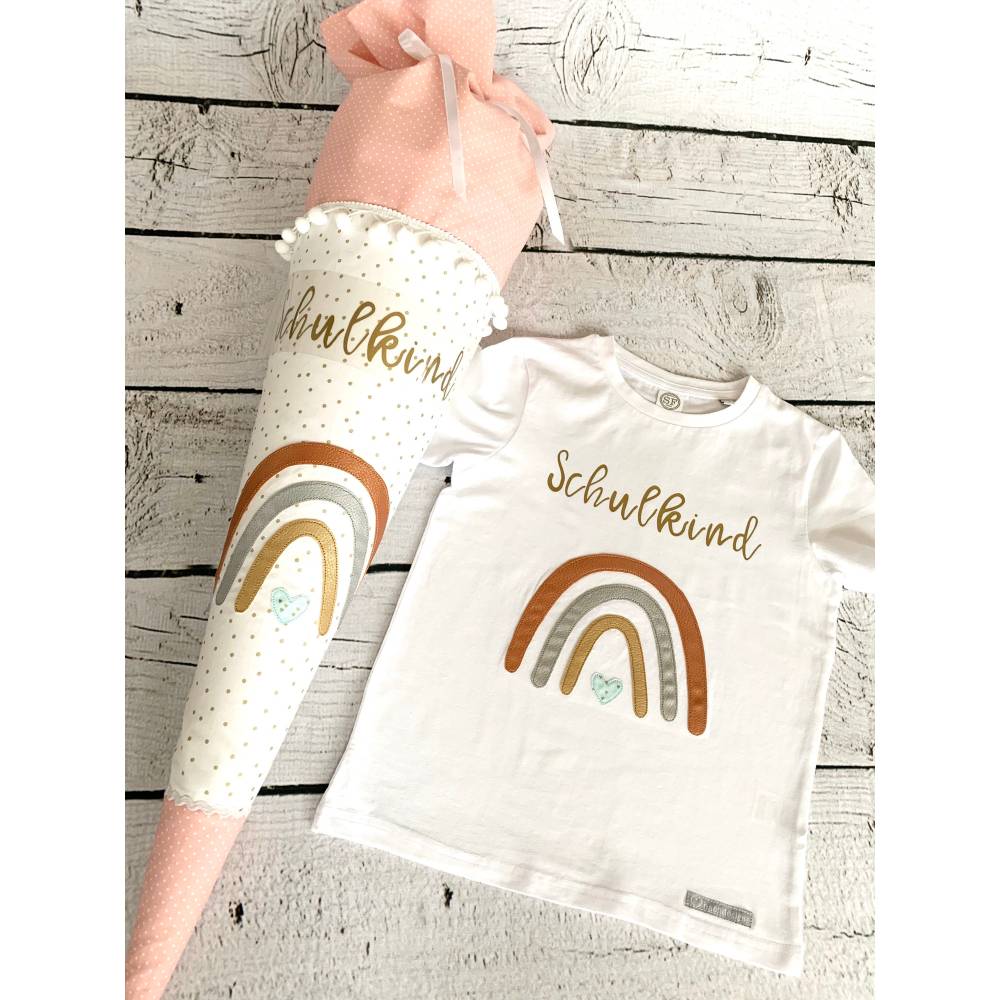 Mädchen T-Shirt Schulkind mit Regenbogen aus Kunstleder Bild 5