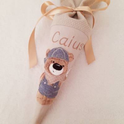 Schultüte 70cm Kindergartentüte Geschwistertüte 35cm Bär Teddy personalisiert mit Name