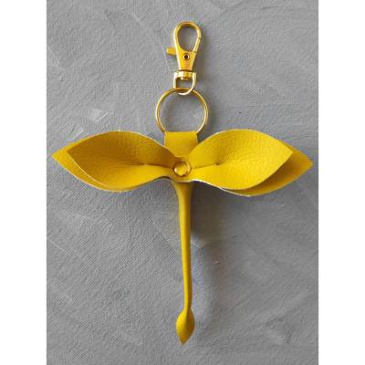 Libelle - Taschenbaumler, Schlüsselanhänger, Taschenanhänger aus Kunstleder in Sonnengelb und Gold