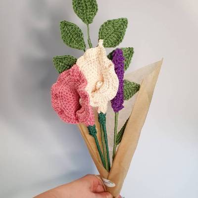 Blumenstrauß gehäkelt | gehäkelter Strauß Blumen | Geburtstagsgeschenkidee Freunde | Abschiedsgeschenk Kollegen 