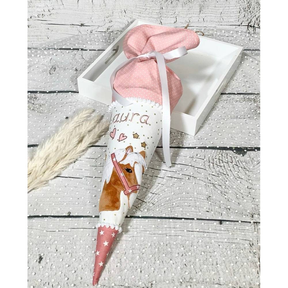 Mädchen Schultüte Geschwistertüte Pferd Lulu aus Stoff 35 cm Bild 1