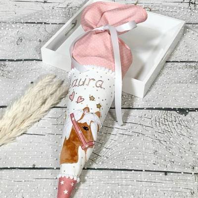 Mädchen Schultüte Geschwistertüte Pferd Lulu aus Stoff 35 cm