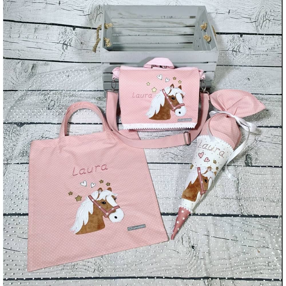 Mädchen Schultüte Geschwistertüte Pferd Lulu aus Stoff 35 cm Bild 7