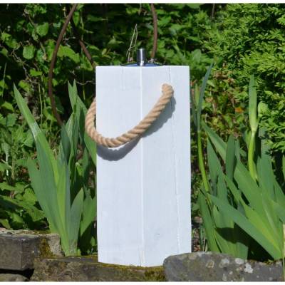 Gartenfackel aus Massivholz 45 cm Terrassenfackel  Öllampe mit Kindersicherung Nachfüllbar