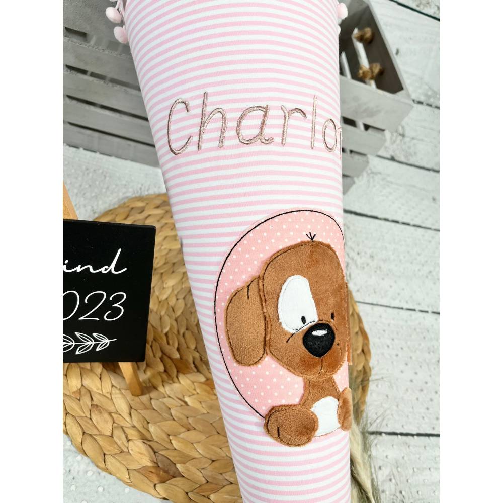Mädchen Schultüte mit flauschigem Hund Fridolin aus Stoff 70 cm Bild 4