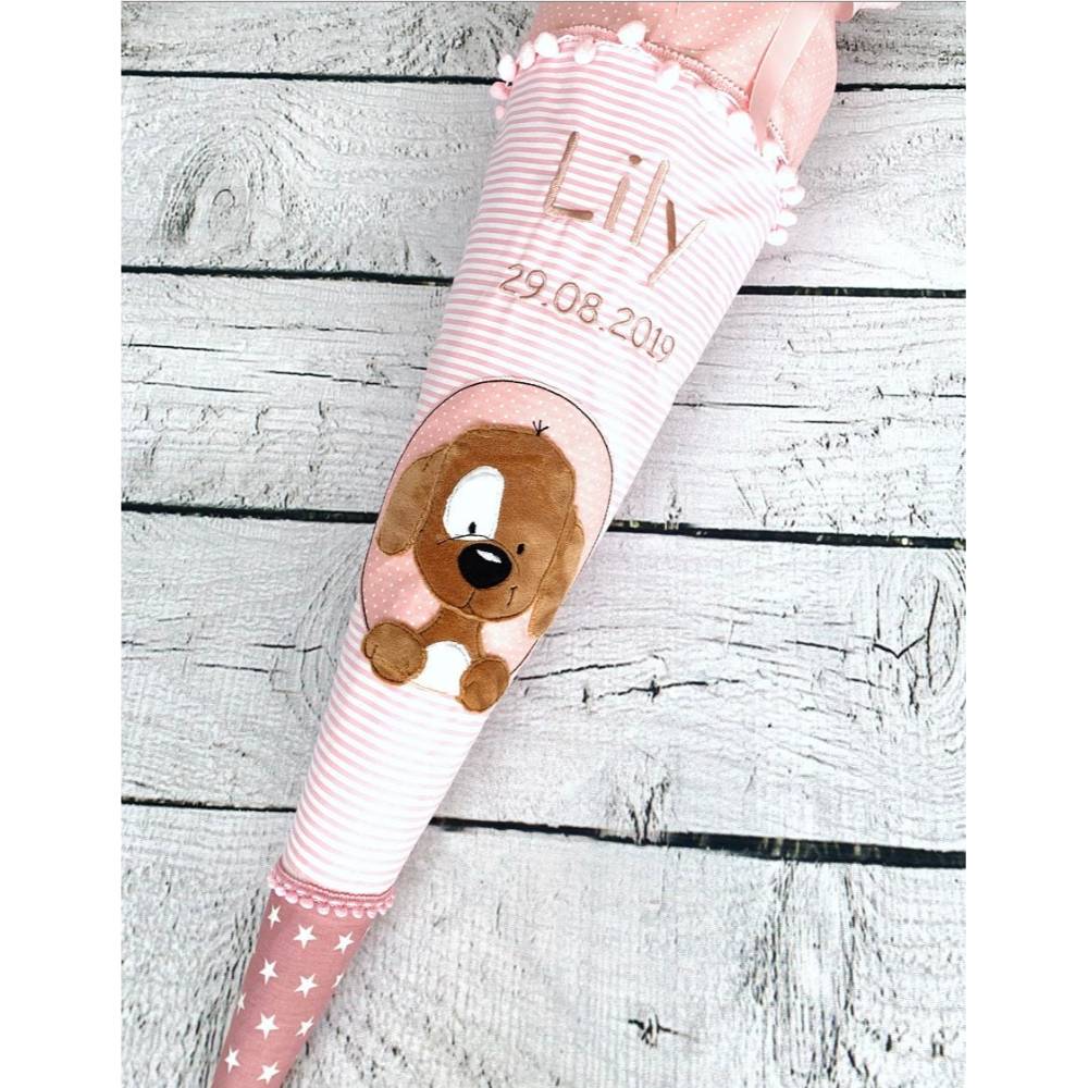 Mädchen Schultüte mit flauschigem Hund Fridolin aus Stoff 70 cm Bild 8