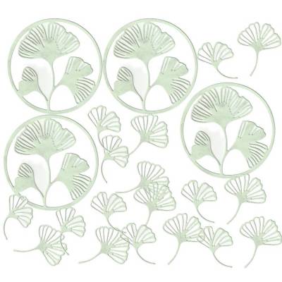 22-teiliges Set Ginkgo Blätter aus lindgrün marmoriertem Designkarton – Streudeko & Scrapbooking