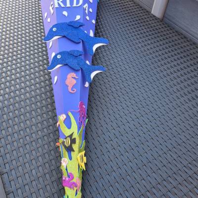 Glitzer-Delpin Schultüte Zuckertüte als DIY Set oder in handarbeit hergestellt-personalisiert, individuell