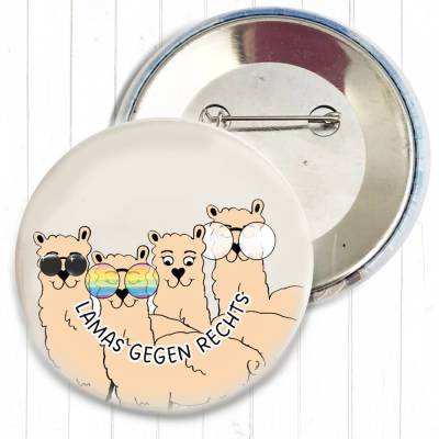 Lamas gegen Rechts Button in 3 Größen nach Wahl
