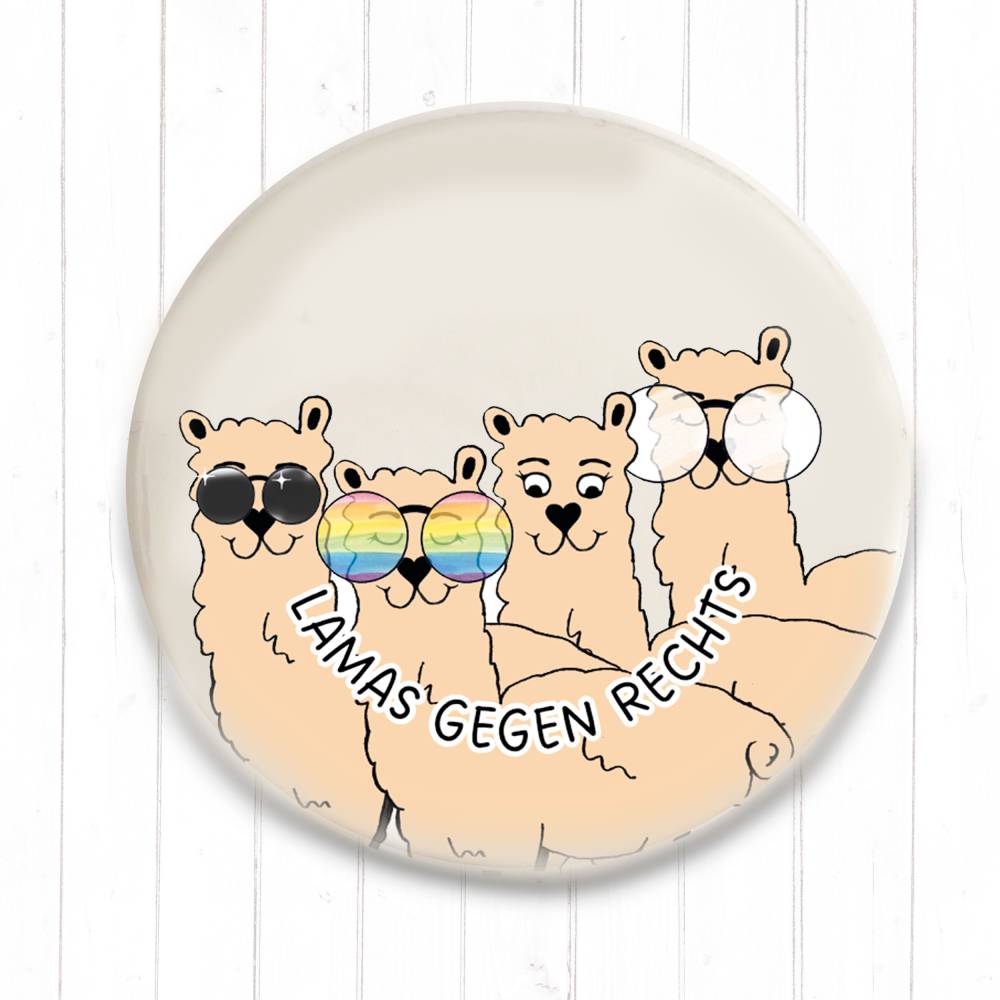 Lamas gegen Rechts Button in 3 Größen nach Wahl Bild 2