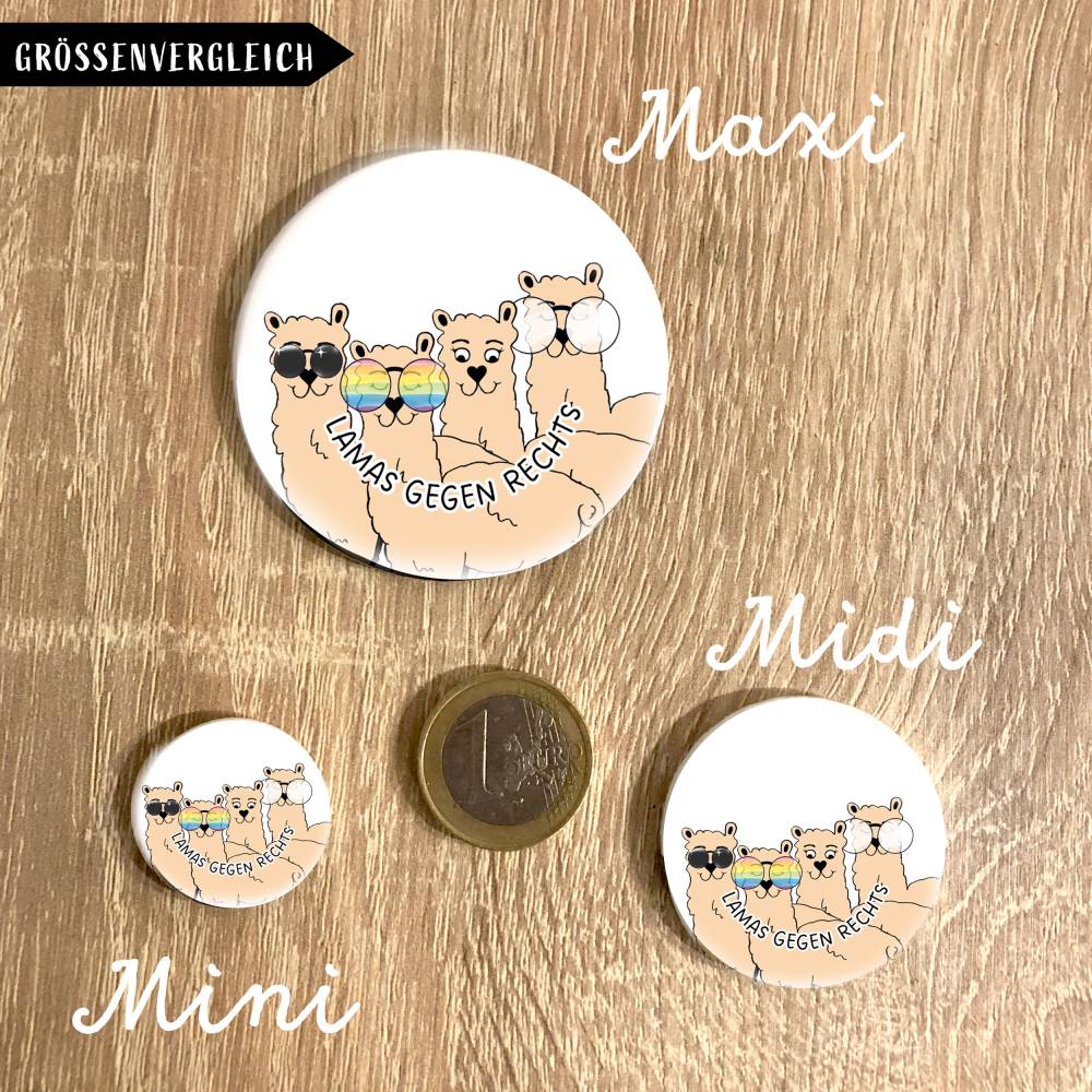 Lamas gegen Rechts Button in 3 Größen nach Wahl Bild 4
