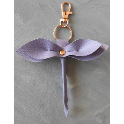 Libelle - Taschenbaumler, Schlüsselanhänger, Taschenanhänger aus Kunstleder in Flieder mit Rosé