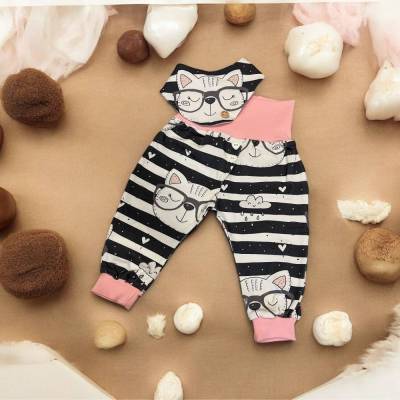 Pumphose Mädchen Katze Hose Halstuch Mütze Katze niedlich Kleidung Geschenk Geburt Mädchen Set Geburt Outfit Fotoshootin