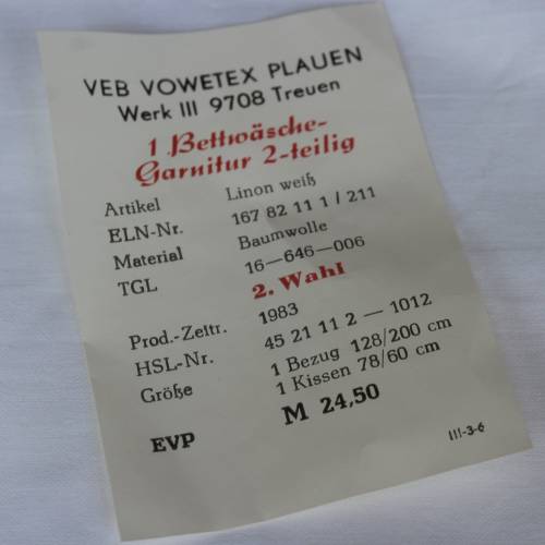2 tlg. Vintage Bettwäsche weiß ohne Muster Originalverpackt 70er Jahre DDR