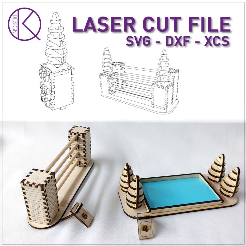 Springbarren, Sprunghindernisse, Modulsystem, Lasercut Datei, Pferde XTool M1 Bild 1