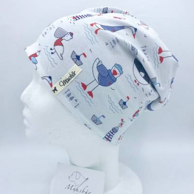 Beanie, KU 50 - 53 cm, Mütze, Wendebeanie, doppellagig, maritim