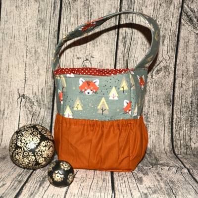 Musikbox-Tasche- Tasche für Toniebox*-Osterkörbchen-Kindertasche-Altgrün-Rost-orange-Fuchs-Jungs