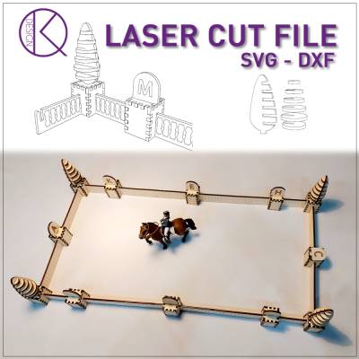 Dressurplatz, Turnierplatz, Koppel aus Holz, Lasercut Datei, XTool M1