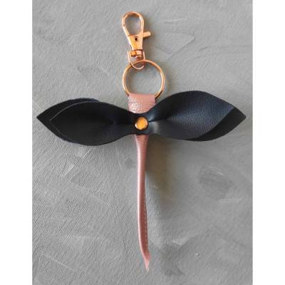 Libelle - Taschenbaumler, Schlüsselanhänger, Taschenanhänger aus Kunstleder in Dunkelblau und Rosa