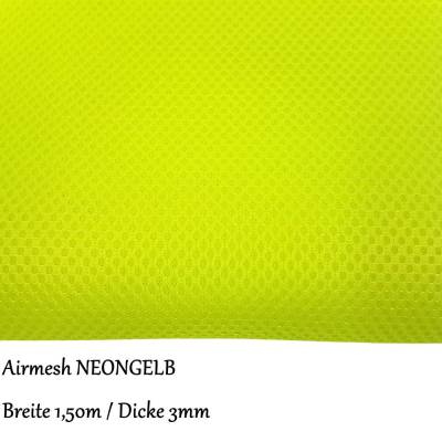 Airmesh NEONGELB Meterware 1,50m Breite 3mm Dicke 3D Airmesh Farbe Nr.36 