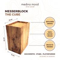 Messerblock The Cube squaremood Holzmesserständer Messerhalter handgemacht aus Olivenholz