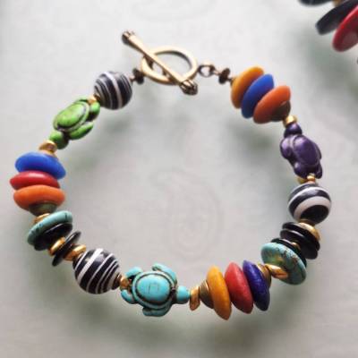 farbenfrohes Materialmix Armband passend zur Halskette  Märchen Königin
