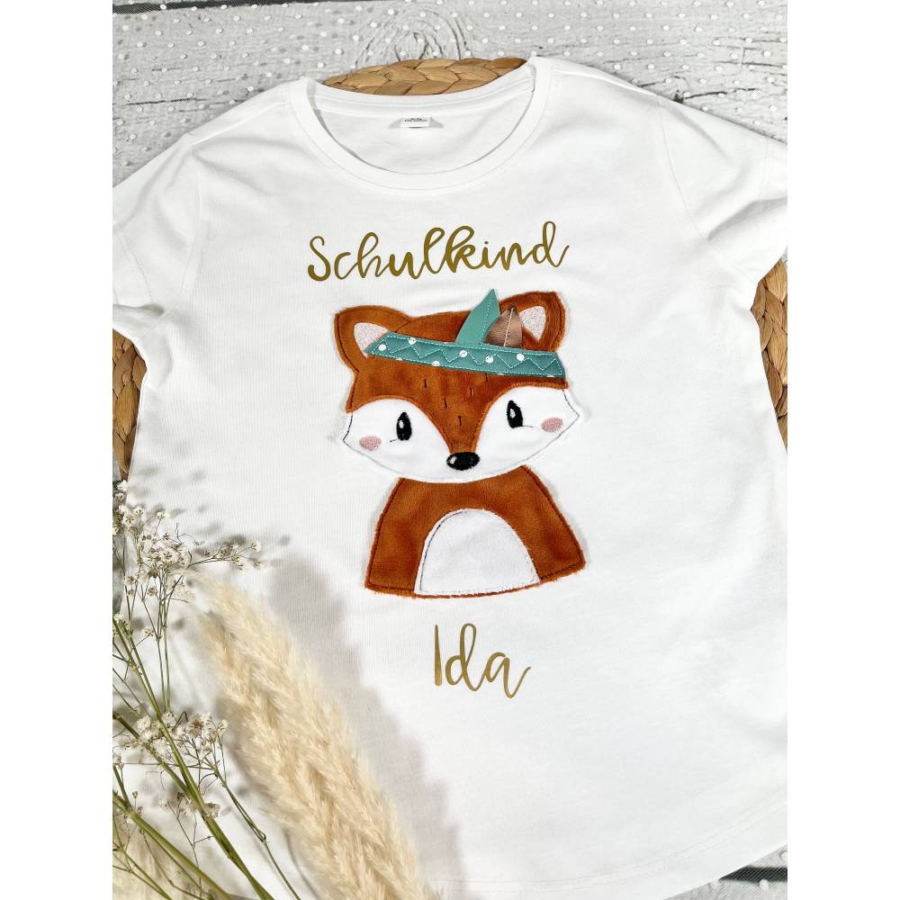 Mädchen T-Shirt Schulkind mit flauschigem Fuchs Fuchsmädchen Foxi Bild 1