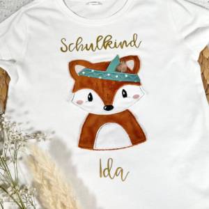 Mädchen T-Shirt Schulkind mit flauschigem Fuchs Fuchsmädchen Foxi