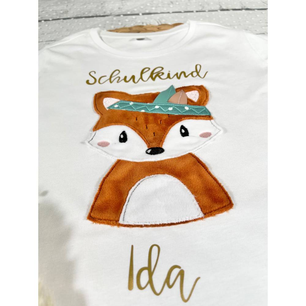 Mädchen T-Shirt Schulkind mit flauschigem Fuchs Fuchsmädchen Foxi Bild 2