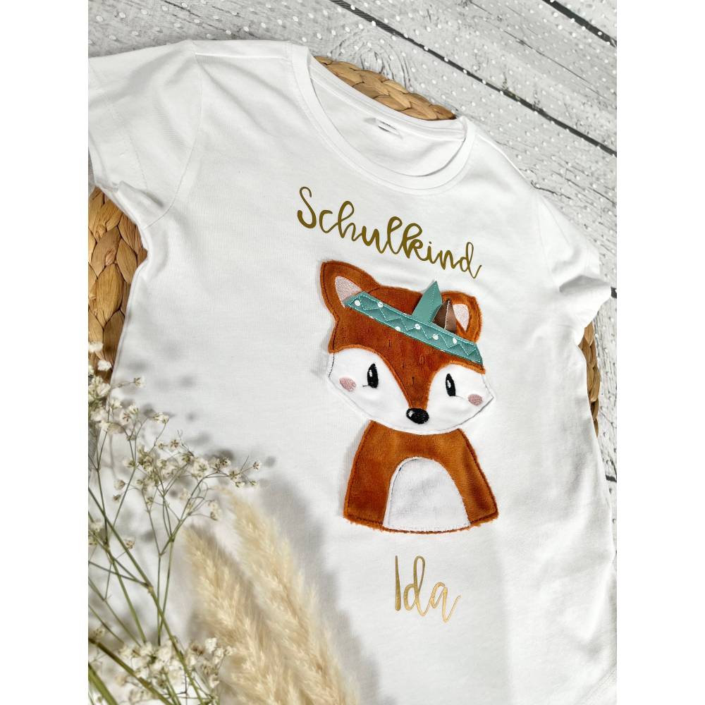 Mädchen T-Shirt Schulkind mit flauschigem Fuchs Fuchsmädchen Foxi Bild 3