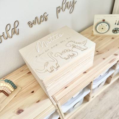 XXL Erinnerungskiste groß Dinosaurier, Geschenk Geburt, Geburtsgeschenk, Baby Geschenk, Erinnerungsbox Baby