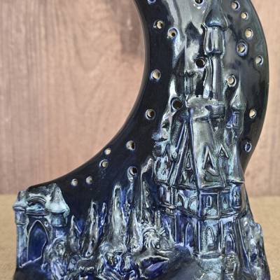 Keramik - Windlicht - Keramik Figur - Schloß - Beleuchtung - Mond