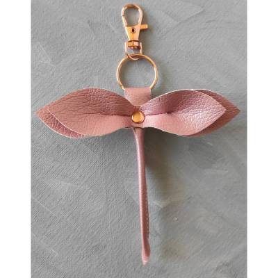 Libelle - Taschenbaumler, Schlüsselanhänger, Taschenanhänger aus Kunstleder in Metallic Rosa