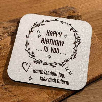 Happy Birthday Glückwunschkarte, Untersetzer, zum Geburtstag
